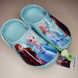 Disney Frozen II Crocs Girls Size Junior 3 Blue Elsa & Anna Princess Shoes